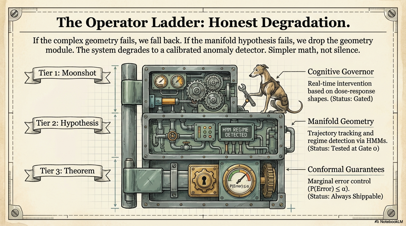 Cross-section of a three-tier machine showing the operator ladder for honest degradation