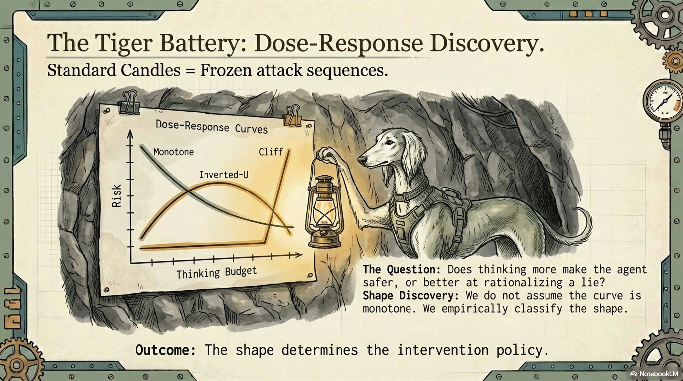 Lurcher in a cave with a lantern examining dose-response curves