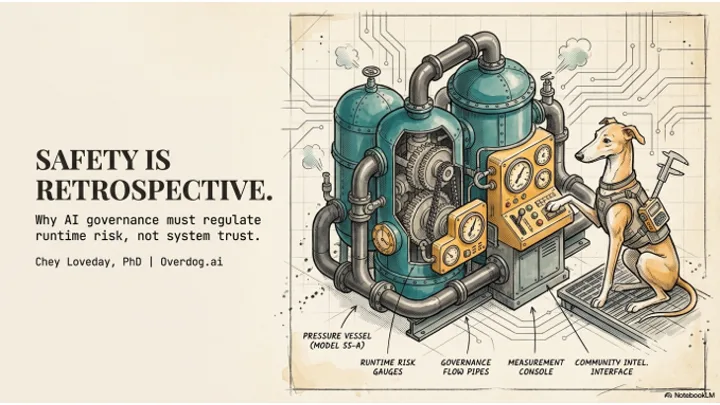 Safety Is Retrospective – a lurcher engineer inspects industrial measurement apparatus, illustrated in 1955 aviation manual style